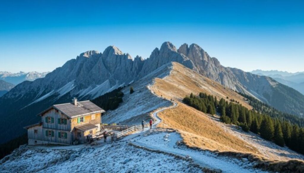 Hütte zum Berggipfel-Abenteuer